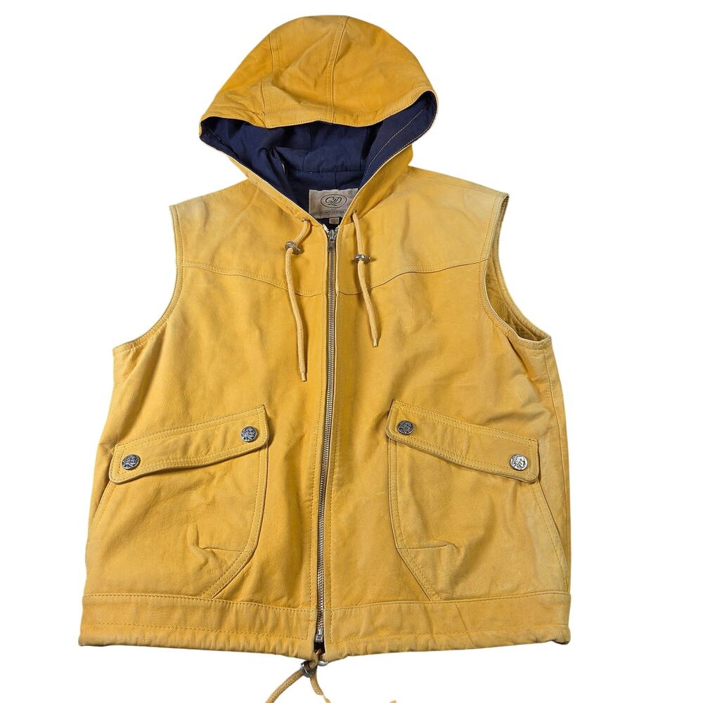 Georgetown Leather Vintage Hooded Vest Yellow 100% Leather USA Style 903